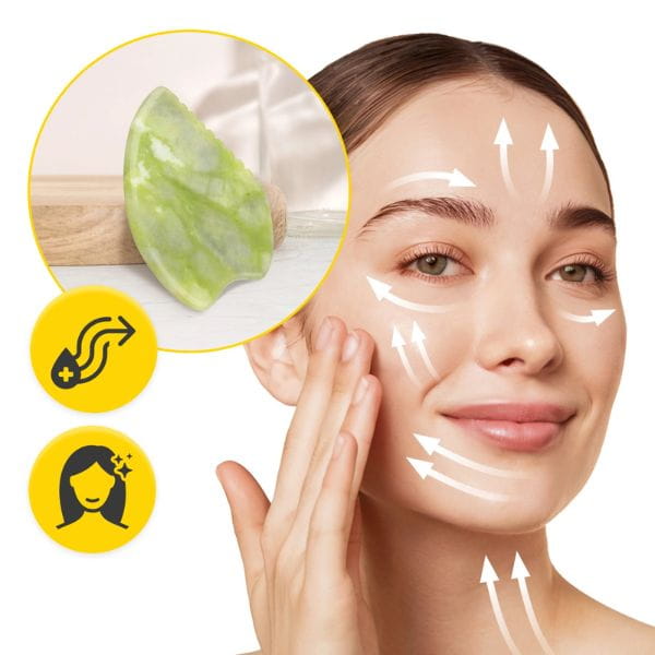 Karbowany kamień Gua Sha z naturalnego zielonego jadeitu 4FIZJO – zdjęcie 2