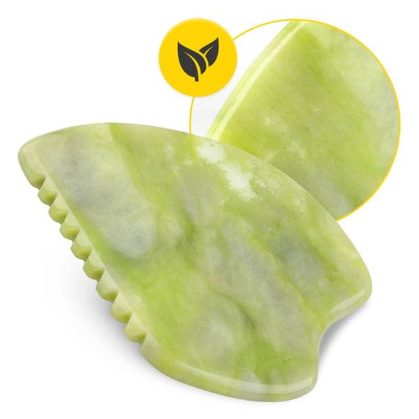 Karbowany kamień Gua Sha z naturalnego zielonego jadeitu
