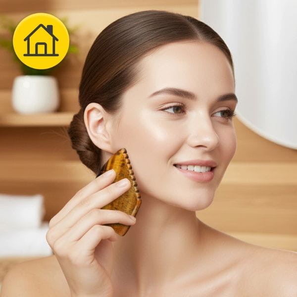 Karbowany kamień Gua Sha z naturalnego kwarcu Tygrysie Oko