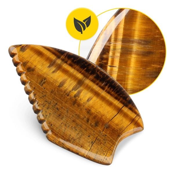 Karbowany kamień Gua Sha z naturalnego kwarcu Tygrysie Oko