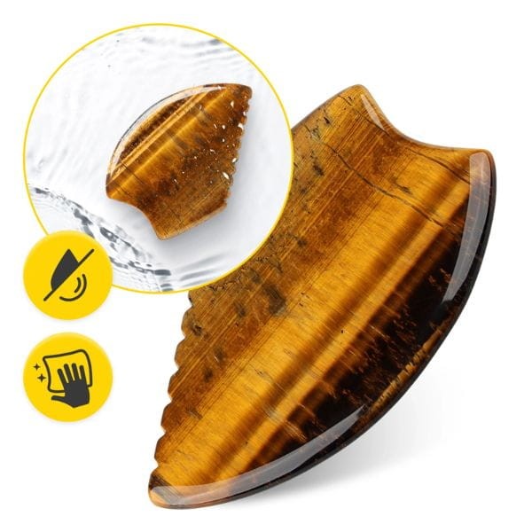 Karbowany kamień Gua Sha z naturalnego kwarcu Tygrysie Oko