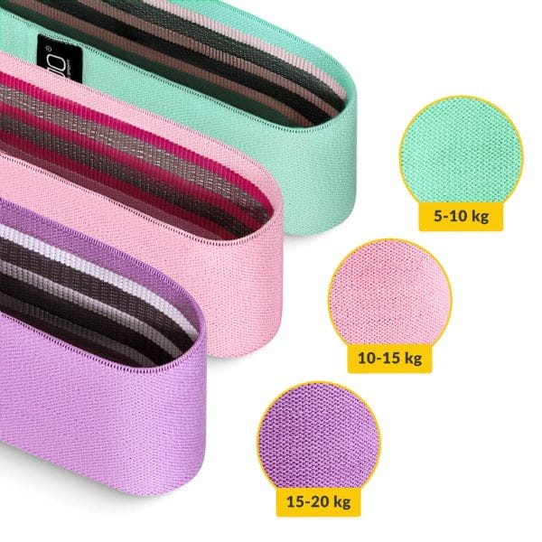 Zestaw 3 gum materiałowych do ćwiczeń HIP BAND