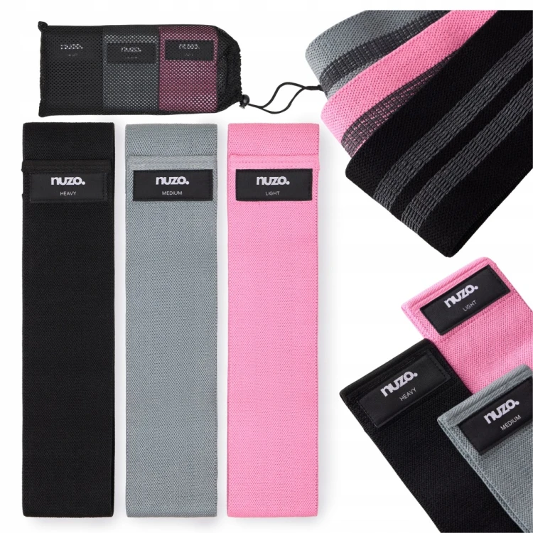 ZESTAW 3 GUM OPOROWYCH DO ĆWICZEŃ TAŚMY MATERIAŁOWE FITNESS MINI HIP BAND