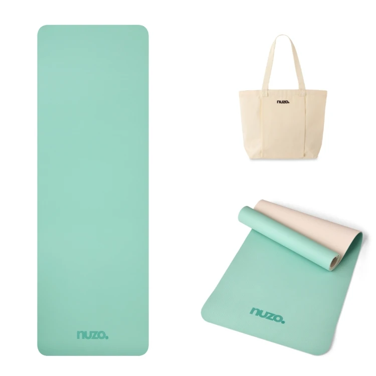 Zestaw Mata do jogi TPE zielona + Torba na matę bawełniana