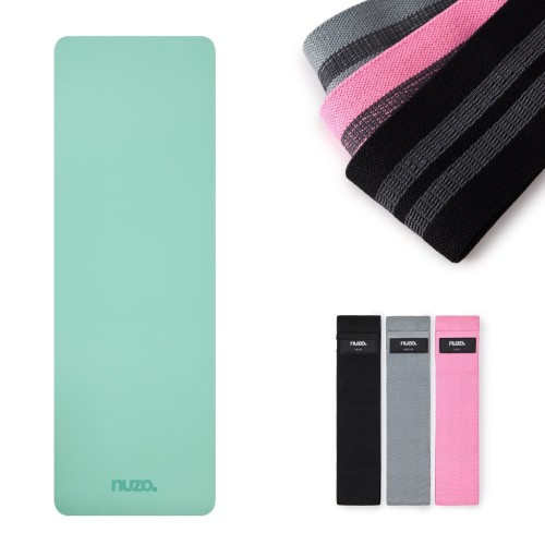 Zestaw Mata do jogi TPE zielona + Taśmy oporowe HIP BAND
