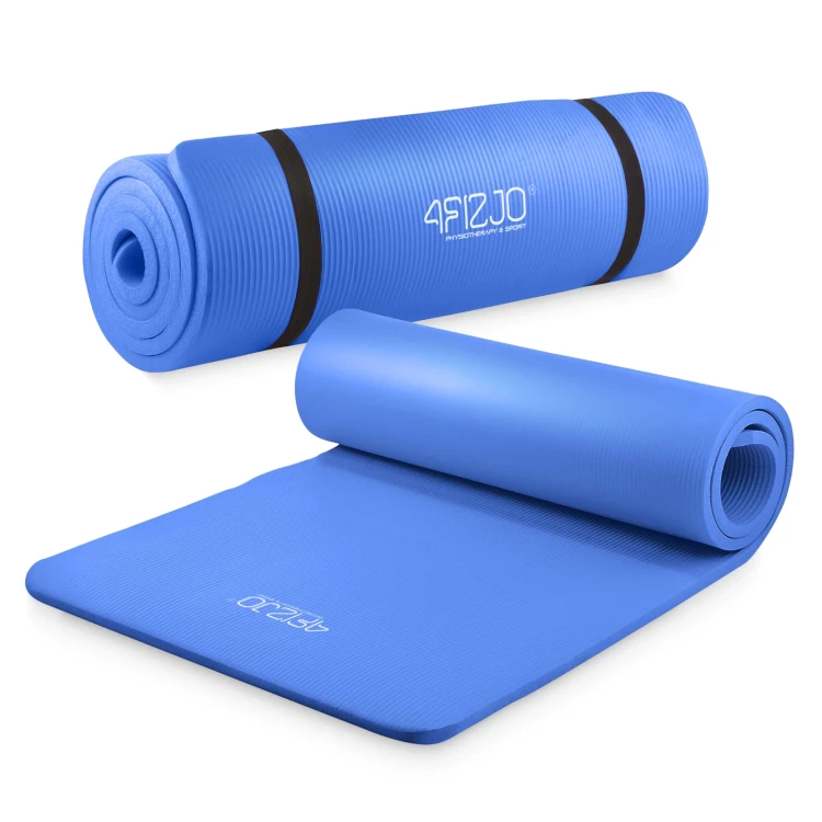 Mata do ćwiczeń fitness i jogi NBR 180 × 60 × 1,5 cm granatowa