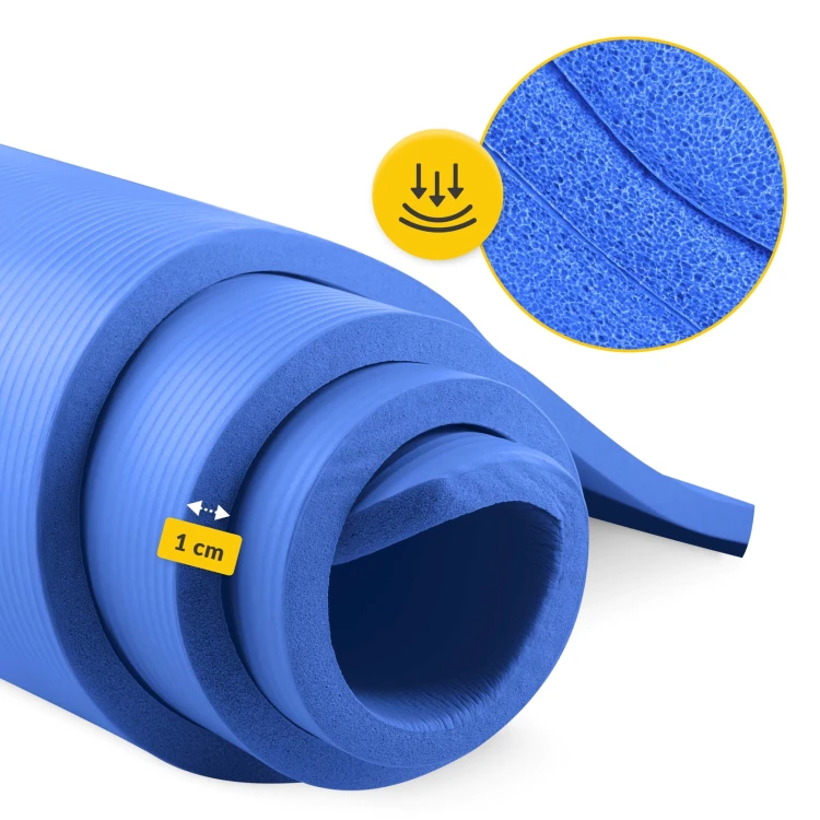 Mata do ćwiczeń fitness i jogi NBR 180 × 60 × 1,5 cm granatowa – zdjęcie 3