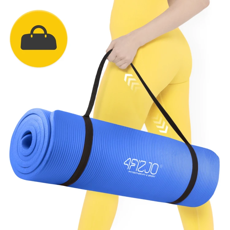 Mata do ćwiczeń fitness i jogi NBR 180 × 60 × 1,5 cm granatowa – zdjęcie 4