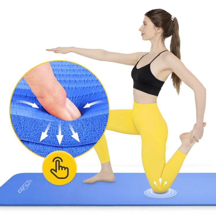Mata do ćwiczeń fitness i jogi NBR 180 × 60 × 1,5 cm granatowa – zdjęcie 5