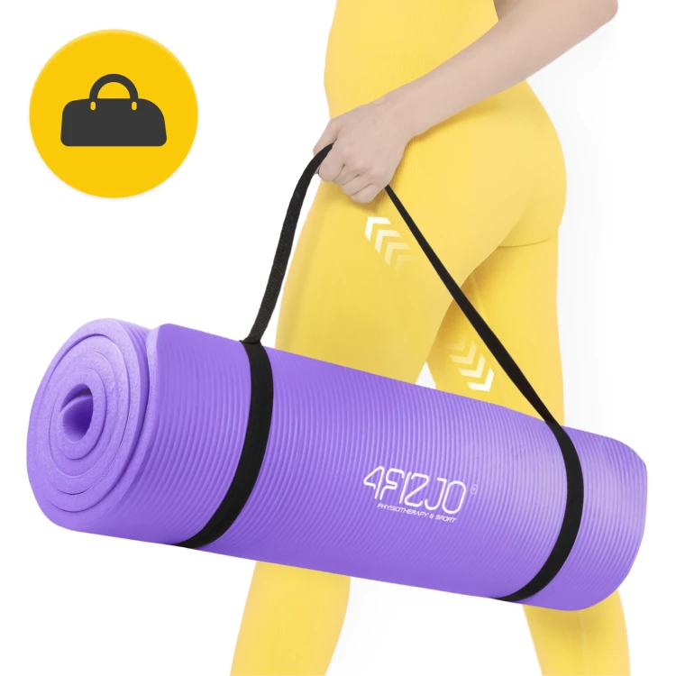 Mata do ćwiczeń fitness i jogi NBR 180 × 60 × 1,5 cm fioletowa – zdjęcie 3