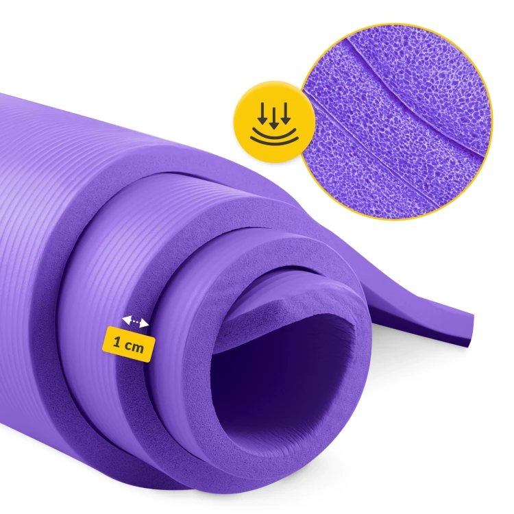 Mata do ćwiczeń fitness i jogi NBR 180 × 60 × 1,5 cm fioletowa – zdjęcie 5