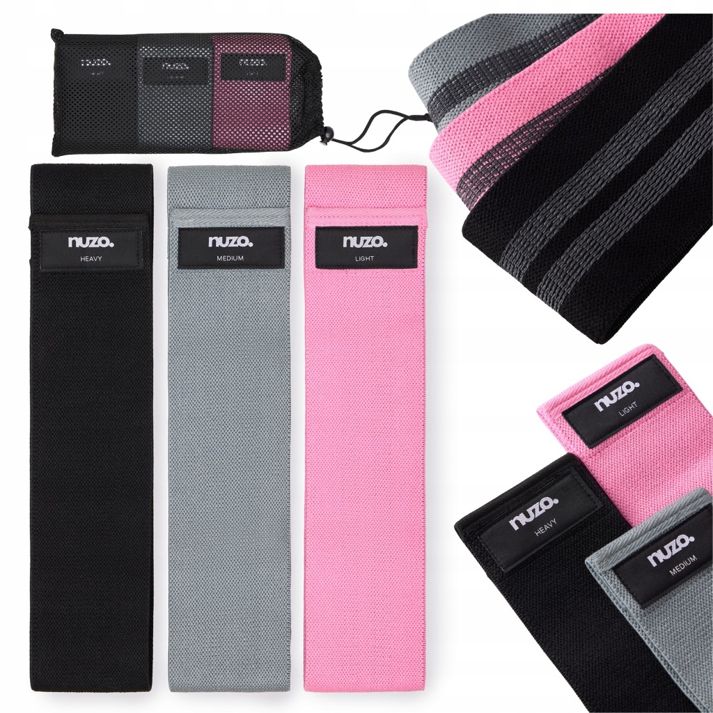 ZESTAW 3 GUM OPOROWYCH DO ĆWICZEŃ TAŚMY MATERIAŁOWE FITNESS MINI HIP BAND