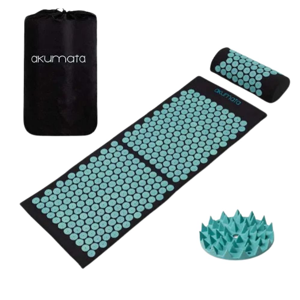 Mata do akupresury AcusMed 110 cm z poduszką - czarno-miętowa